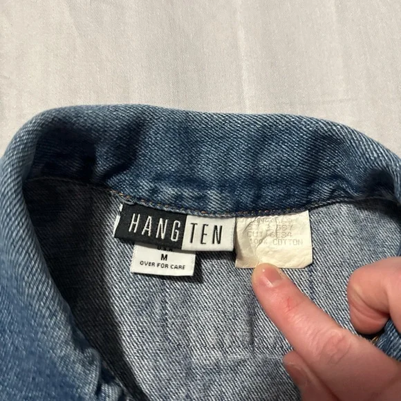 Hang Ten Denim Jacket with Striped Sleeves - Picture 5 of 7